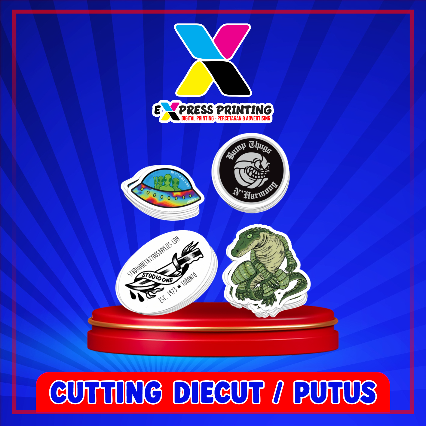 Cutting Stiker Diecut Custom Bentuk Express 24 jam