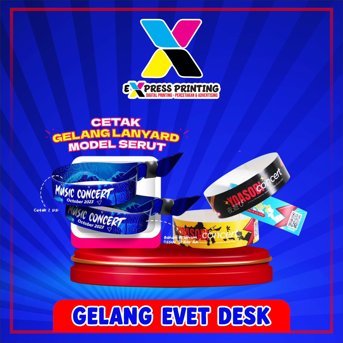 Cetak Gelang Event Desk Custom Express 24 Jam