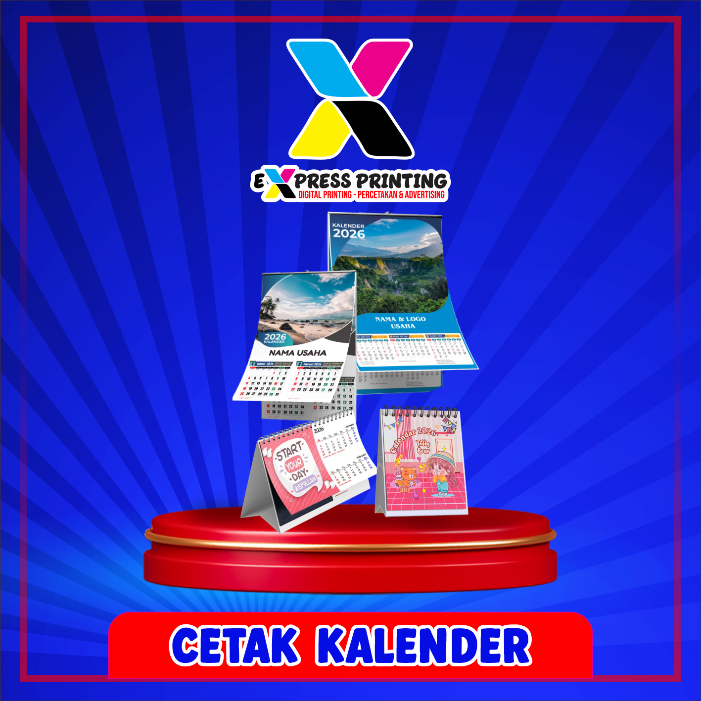 Cetak Kalender Meja dan Dinding Custom Express 24 jam