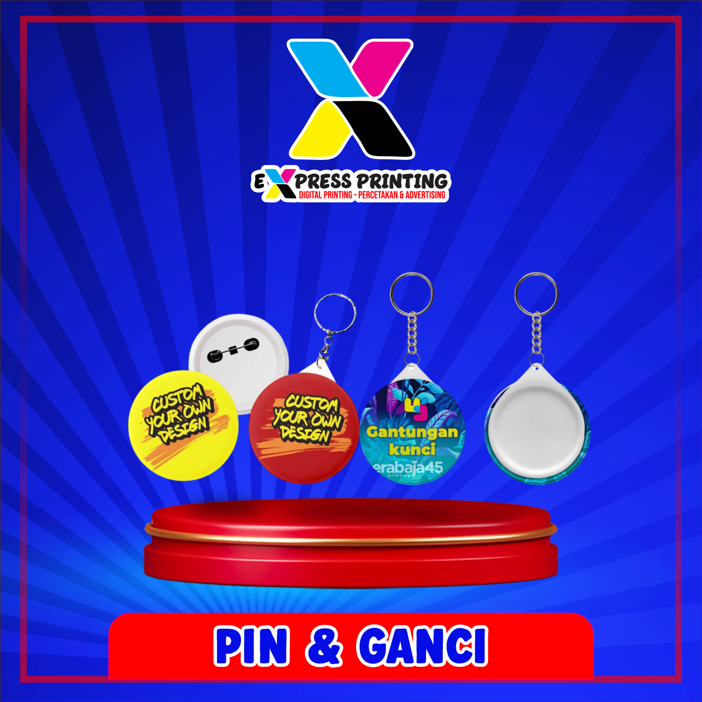Cetak Pin & Gantungan Kunci Custom Express 24 Jam