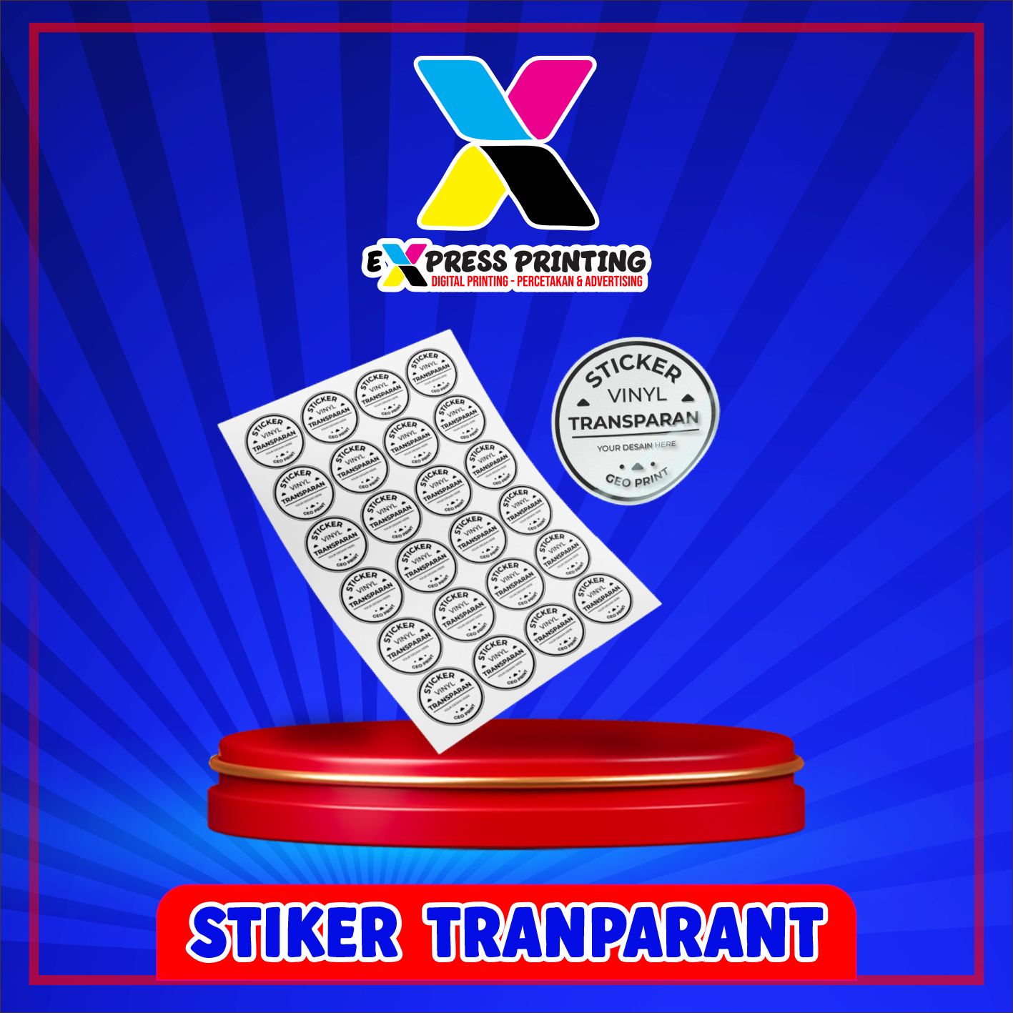 Cetak Stiker Transparant A3+ dan Meteran Express 24 Jam