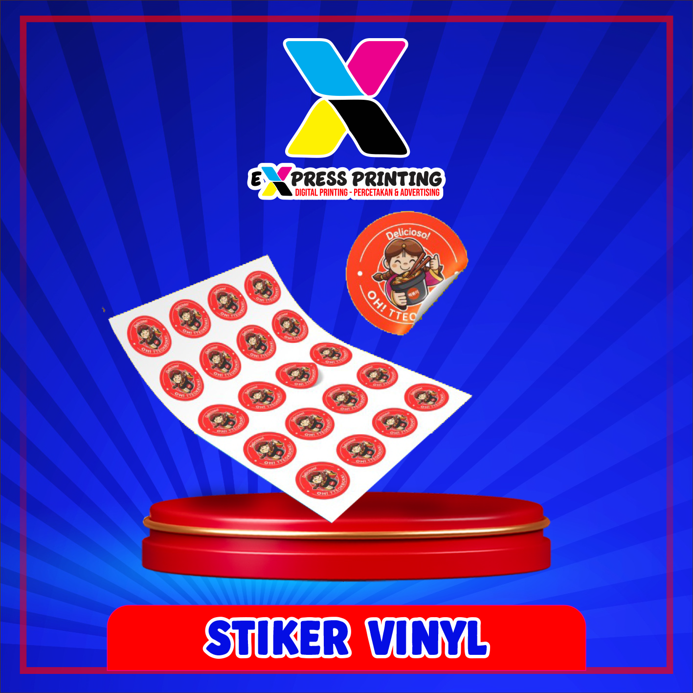 Cetak Stiker Vinyl Area Cetak A3+ dan Meteran Express 24 Jam