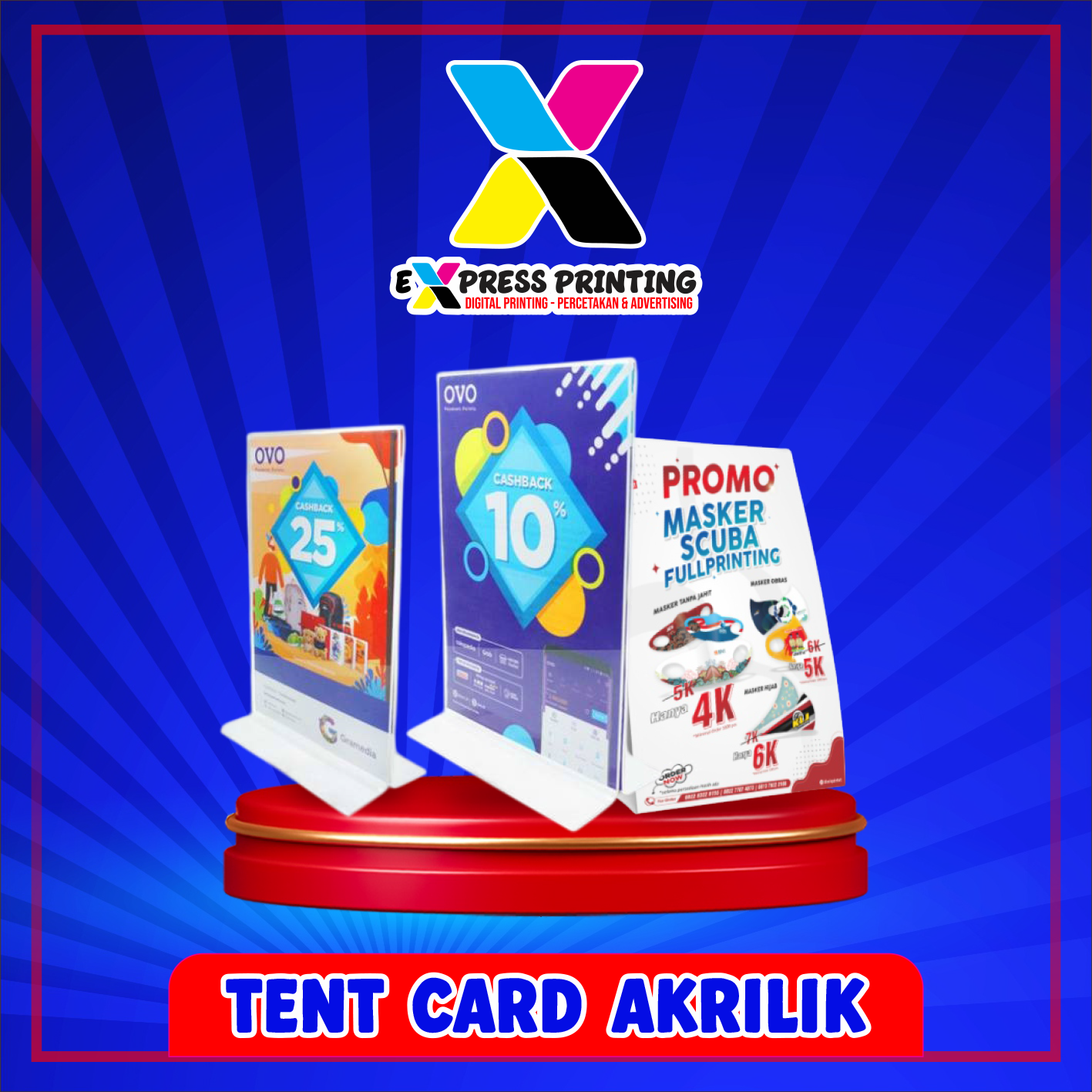 Cetak Tent Card Akrilik Custom Express 24 jam